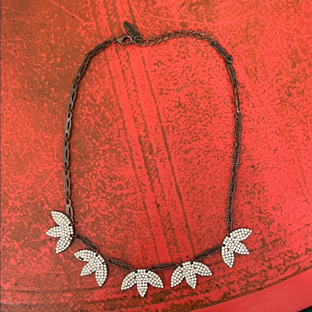 Plunder Antique Brass and Sparkling Leaf Necklace